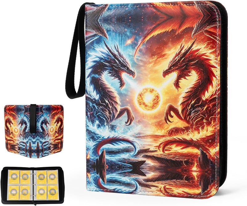 KKTROVE Trading Card Binder Album, 400 Pockets, 50 Removable 4-Pocket Pages, Waterproof (Dragon-A) - Image 1